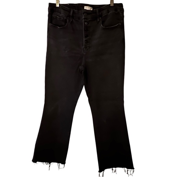 Good American Good Legs Crop Boot Cut Super High Rise button fly jeans black 31 - Picture 12 of 15